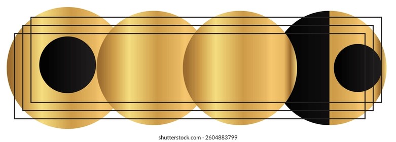 Luxury gold frame, art deco black golden border. Geometric Gatsby - style background, abstract vector design for elegant card or fantasy game