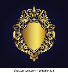 Luxury Gold Frame Badge Vintage Ornaments Style illustrations for your work Logo, mascot merchandise t-shirt, stickers and Label designs, poster, greeting cards advertising business company or brands.