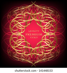 Luxury gold frame with monograms, the idea for the wine label