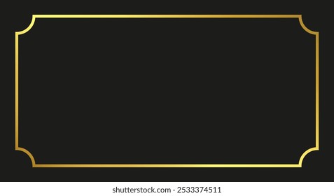 Luxury gold frame on black background. Decorative golden border vector illustration