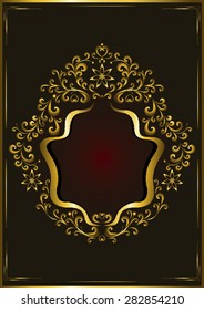 Luxury gold frame original form with the flowers

