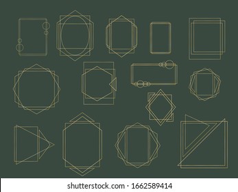 Luxury gold geometric frame collection. Geometrical polyhedron. For wedding invitation, luxury templates, decorative patterns,