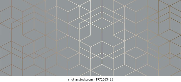 Luxury Gold Geometric pattern background vector. Abstract art wallpaper design with golden glitter, mountain, marble texture, line arts. Good for Wall home decor, canvas art, modern banner and prints.