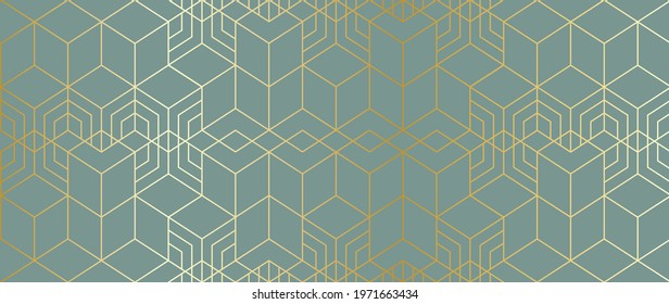 Luxury Gold Geometric pattern background vector. Abstract art wallpaper design with golden glitter, mountain, marble texture, line arts. Good for Wall home decor, canvas art, modern banner and prints.