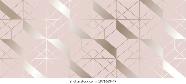 Luxury Gold Geometric pattern background vector. Abstract art wallpaper design with golden glitter, mountain, marble texture, line arts. Good for Wall home decor, canvas art, modern banner and prints.