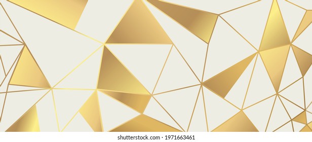 Luxury Gold Geometric pattern background vector. Abstract art wallpaper design with golden glitter, mountain, marble texture, line arts. Good for Wall home decor, canvas art, modern banner and prints.