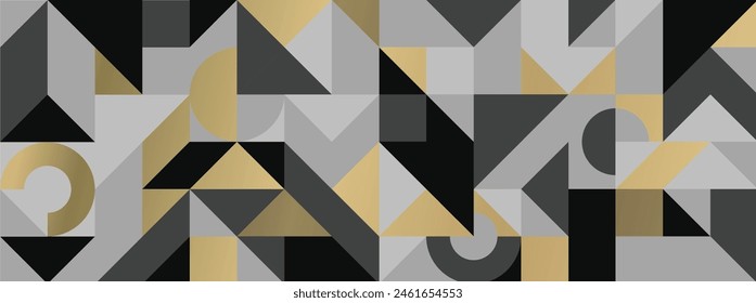 luxury gold geometric shapes pattern background vector. Elegant abstract art deco poster design. vector illustration.