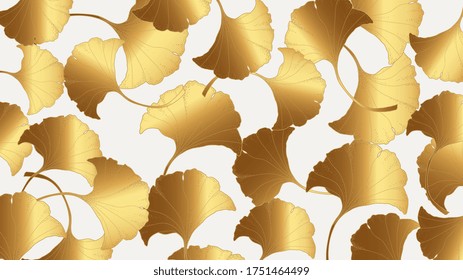 Luxury gold Ginkgo background design vector.