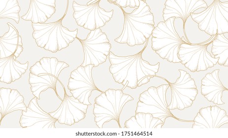 Luxury gold Ginkgo background design vector.