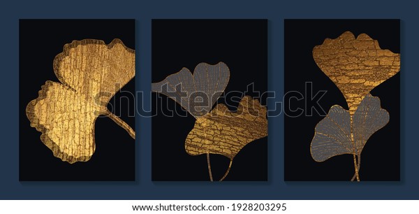 Luxury Gold Ginkgo Biloba Leaf Background: Vector có sẵn (miễn phí bản
