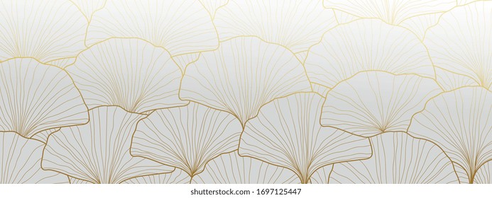 Luxury Gold Ginkgo wallpaper design vector.