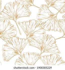 Luxury Gold Ginkgo wallpaper design vector.