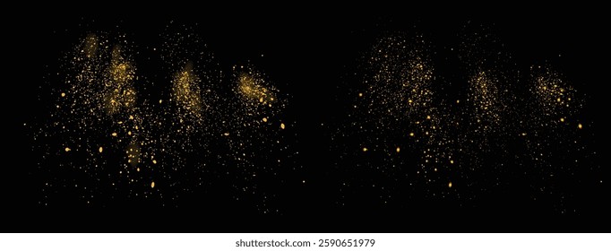 Luxury gold glitter background. Festive glow effect golden color light effect gold glitter confetti background