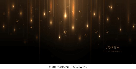 Línea brillante de oro de lujo con efecto de iluminación brillante sobre fondo negro. Diseño de premio premium de Plantilla. Ilustración vectorial