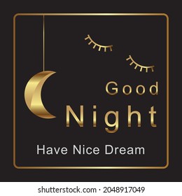 luxury gold goodnight quotes vector eps 10
