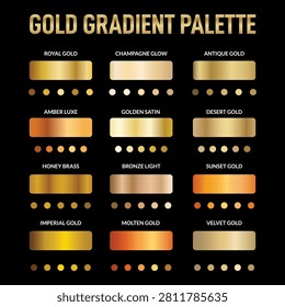 Luxury Gold Gradient Color Palettes Collection
Elegant collection of gold gradient color palettes featuring metallic, champagne, rose gold, bronze, and luxury golden tones. Ideal for branding, backgrounds, packaging, social media, invitations, presentations, and premium design projects.