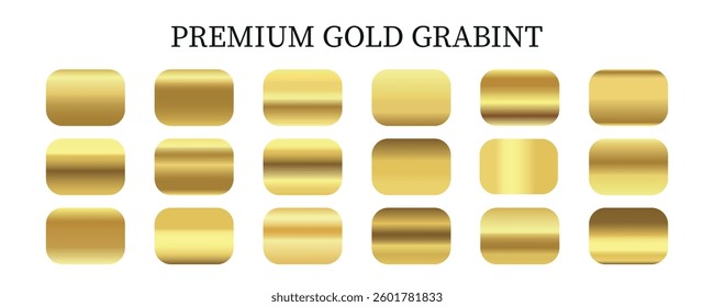 Luxury gold gradients collection vector. Golden gradients set of metallic festive gold vector colors. For  banners, tags, fonts, party flyers, invitation card design