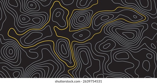 Luxury gold and grey abstract line art background vector. Mountain topographic terrain map background with gold lines texture. Design illustration for wall art, fabric, packaging, banner, wallpaper.