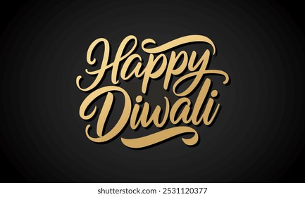 Oro de lujo Texto feliz de Diwali. Ilustración vectorial.