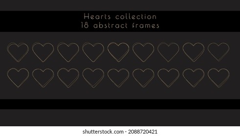 luxury gold hearts valentine's day elements thin outline