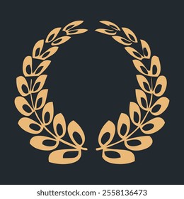 Luxury Gold Heraldic Crests Logo Element Set. Vintage laurel wreaths icons