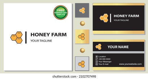 Luxury Gold Honey Farm Logo Premium Free Elegant Bussines Card Template Vector Eps 10