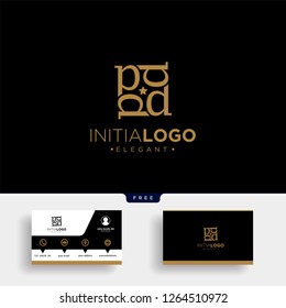 Luxury gold initial D logo template vector illustration and business card design