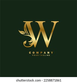 luxury gold initial W letter logo design with beautiful ornament. suitable for business logo, company, beauty, fashion, brand, boutique, hotel, etc. monogram logo