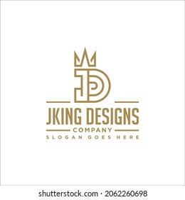 Luxury gold initials JD and King logo design inspiration
