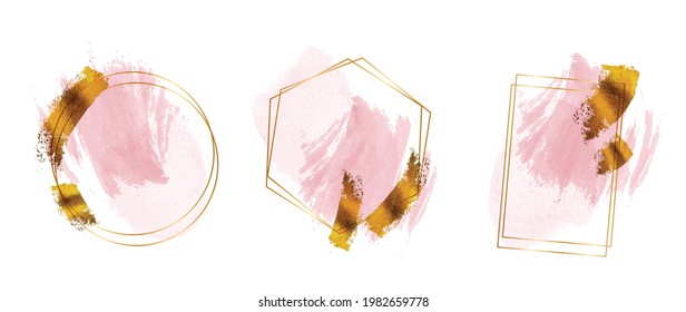 Luxury Gold invite frame design vector. Invitation design for wedding logo, VIP Invitation card, , beauty logo, Image frame, wall art decoration. Water color frame design. vector illustration.