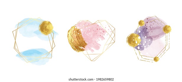 Luxury Gold invite frame design vector. Invitation design for wedding logo, VIP Invitation card, , beauty logo, Image frame, wall art decoration. Water color frame design. vector illustration.