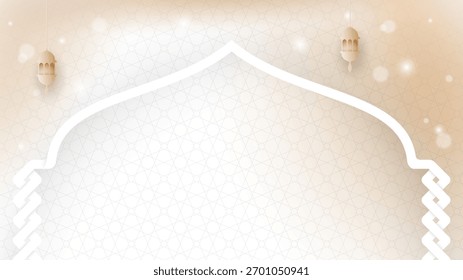 Luxury gold islamic background with lantern in paper cut style design. Luxury gold background template for muslim event campaign
