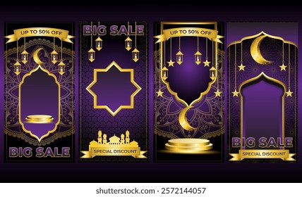 luxury gold islamic media promotion purple background