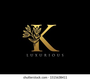 Luxury Gold K Letter Logo Icon . Initial Letter K Design Vector Luxury Gold Color.Print monogram initials stamp line art vintage symbol.