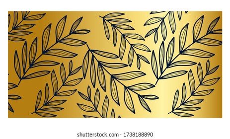 Vector de fondo dorado de lujo. Diseño de patrones tropicales para embalaje, papel pintado e impresión, ilustración vectorial.
