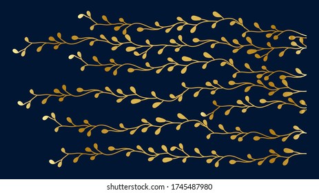 Luxury Gold Leaf And Flower Background Vector. Tropical Pattern Design For Packaging, Wallpaper And Print, Vector Illustration.