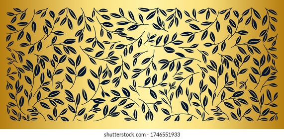 Luxury gold leaf and flower background vector. Tropical pattern design for packaging, wallpaper and print, Vector illustration.