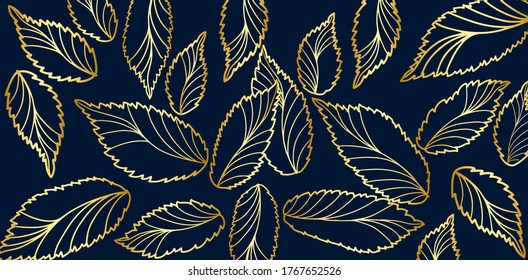 Luxury gold leaf and flower background vector. Tropical pattern design for packaging, wallpaper and print, Vector illustration.