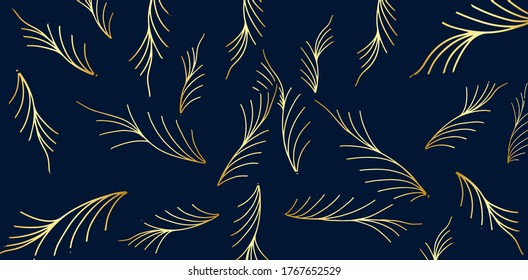 Luxuriöses goldenes Blatt und floraler Hintergrund, Vektorgrafik. Tropisches Muster für Verpackung, Tapete und Druck, Vektorgrafik.