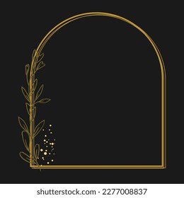 Luxury gold leaf frame border floral ornament for background, wedding invitation, thank you card, logo, greeting card