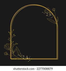 Luxury gold leaf frame border floral ornament for background, wedding invitation, thank you card, logo, greeting card