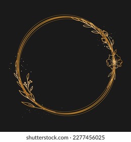Luxury gold leaf frame border floral ornament for background, wedding invitation, thank you card, logo, greeting card