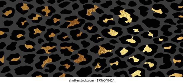 Vector de fondo de piel de leopardo dorado de lujo. Exótica piel animal con textura dorada. ilustración vectorial. 