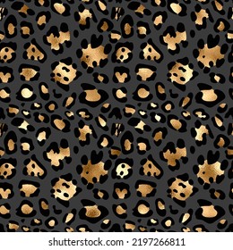 Luxury Gold leopard skin vector seamless pattern . Exotic animal skin with golden texture. vector illustration.