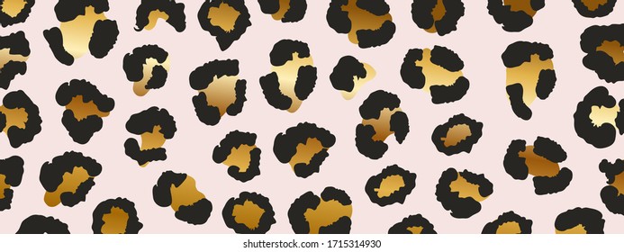 Luxury gold Leopard texture pattern design vector. Stylised Spotted Leopard Skin Background for Fabric, Print, Fashion, Wallpaper. Vector illustration. 
