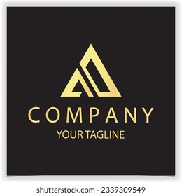 luxury gold letter AO AD initial triangle logo icon premium elegant template vector eps 10