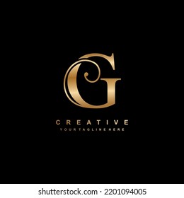 luxury gold letter G logo design. G flourish. G monogram logo, typography logo. beautiful letter G. suitable for business logo, company, beauty, boutique, wedding, etc