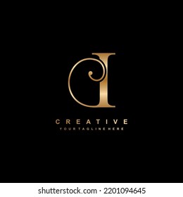luxury gold letter I logo design. I flourish. I monogram logo, typography logo. beautiful letter I. suitable for business logo, company, beauty, boutique, wedding, etc