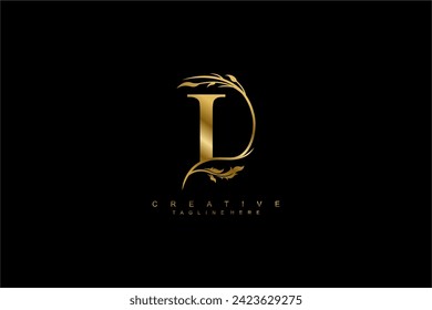 luxury gold letter I logo design with beautiful flower and leaf ornaments. monogram I, logo typography. initials I. typography. for business logos, boutiques, companies, beauty, etc