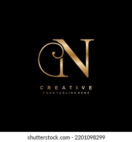 Luxury Gold Letter N Logo Design Stock Vector (Royalty Free) 2201098299 ...